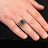 Vintage Onyx Signet Ring for Men – Handmade Sterling Silver Pinky Ring with Gemstone – Ottoman Style Engagement Ring with Custom Engraving & Gift Silver Polishing Cloth — image 2