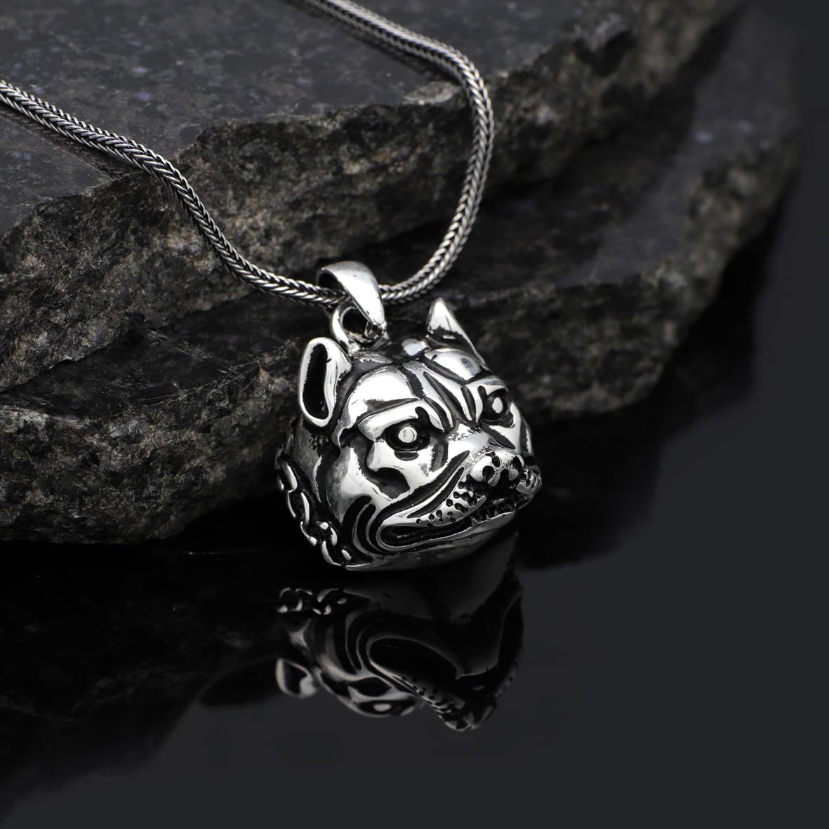 Dog Necklace for Men - Sterling Silver Pendant with Men's Silver Chain - Animal Jewelry - Birthday Gifts