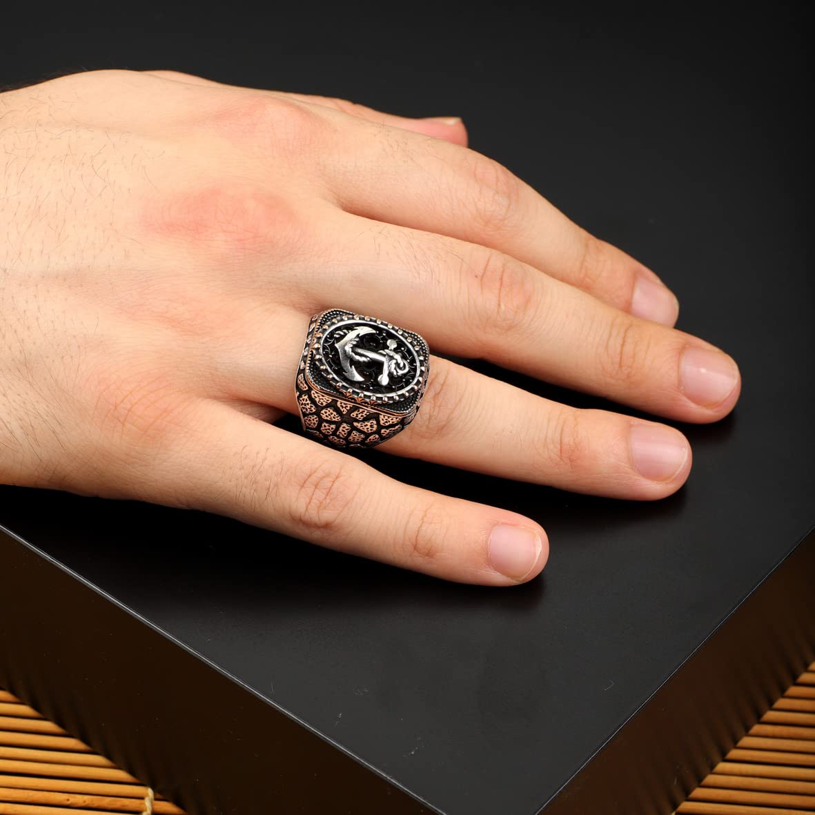 925K Sterling Silver Anchor Ring