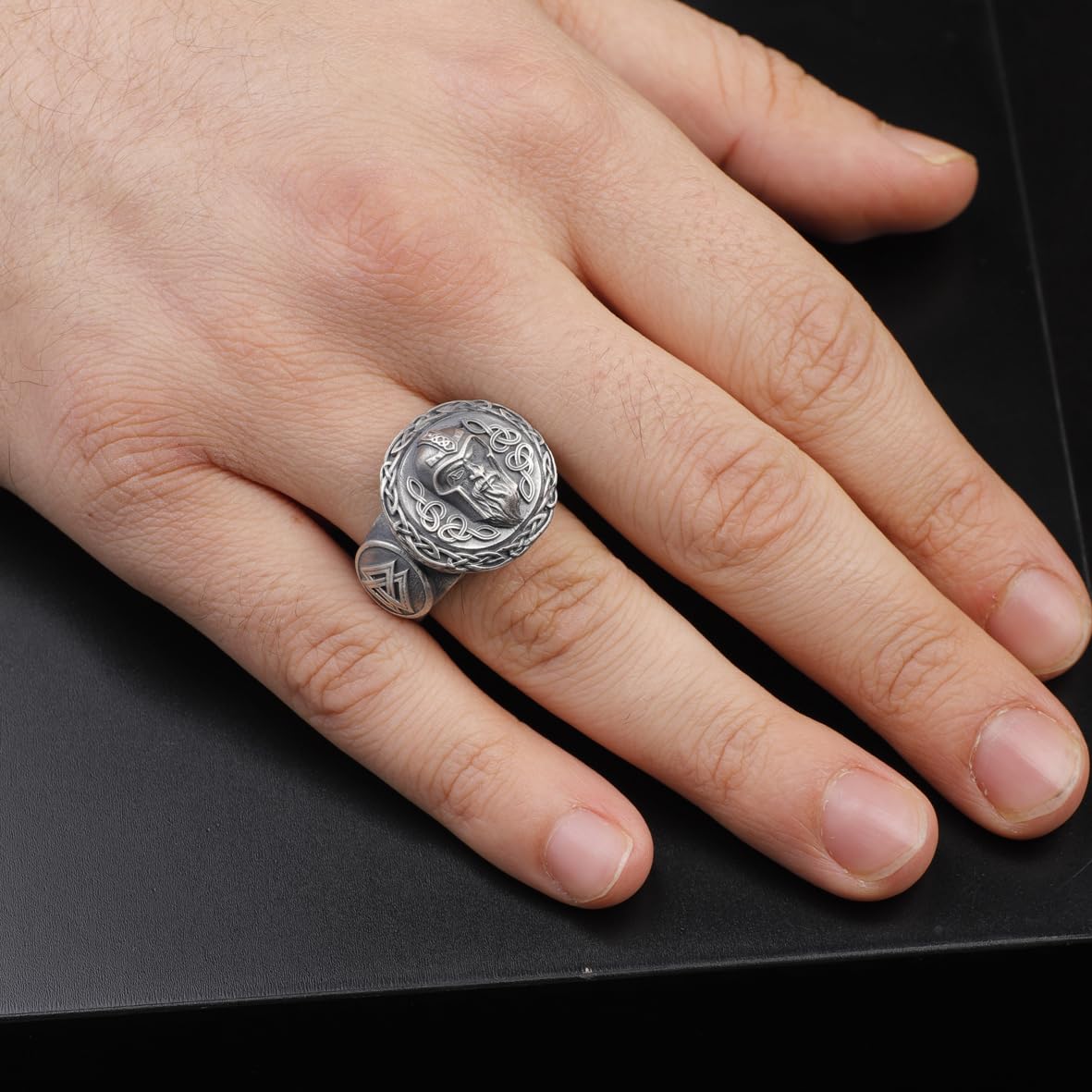 Handmade 925 Sterling Silver Viking Signet Ring - Men's Jewelry with Norse Design