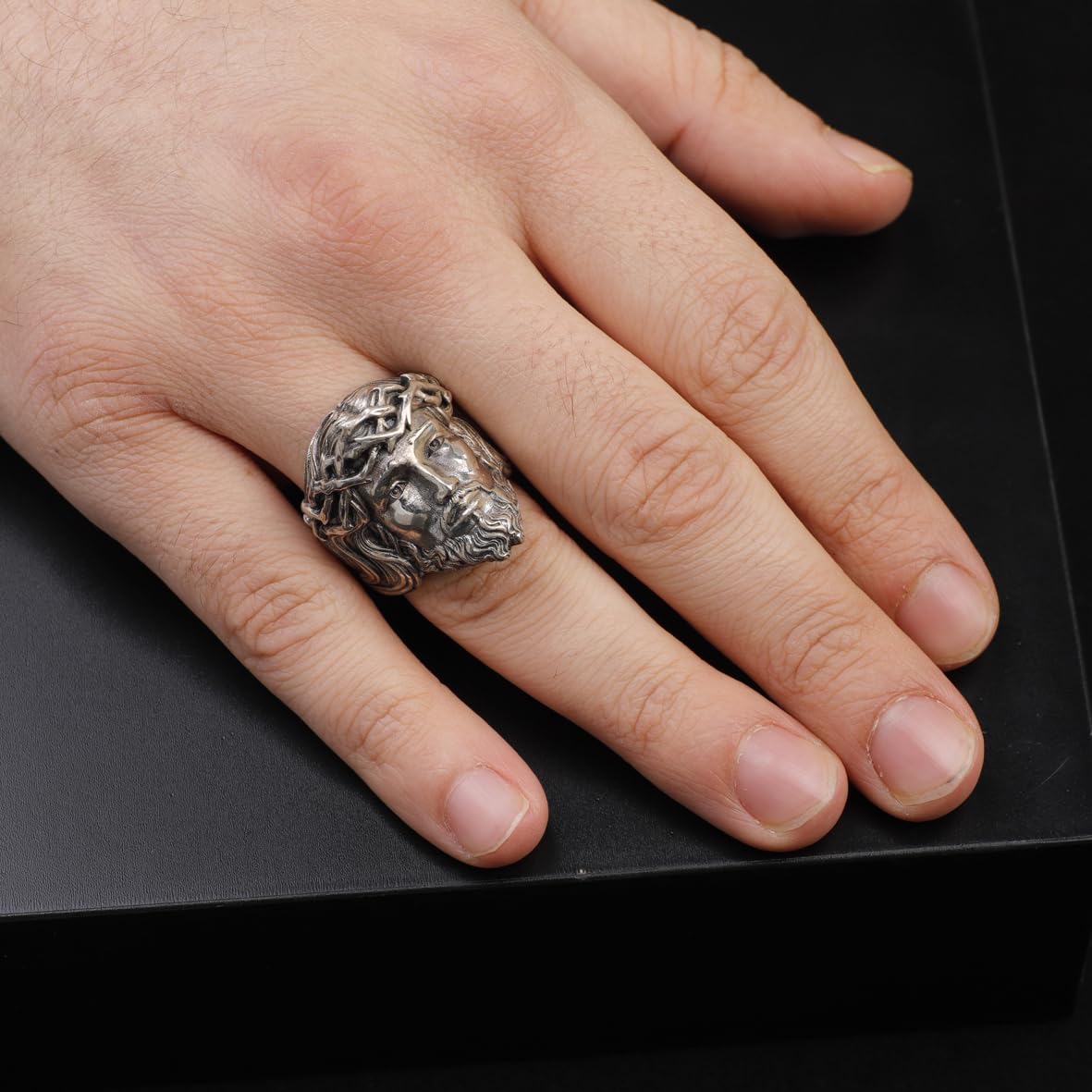 Jesus Christ Crown of Thorns Handmade Sterling Silver Men Ring