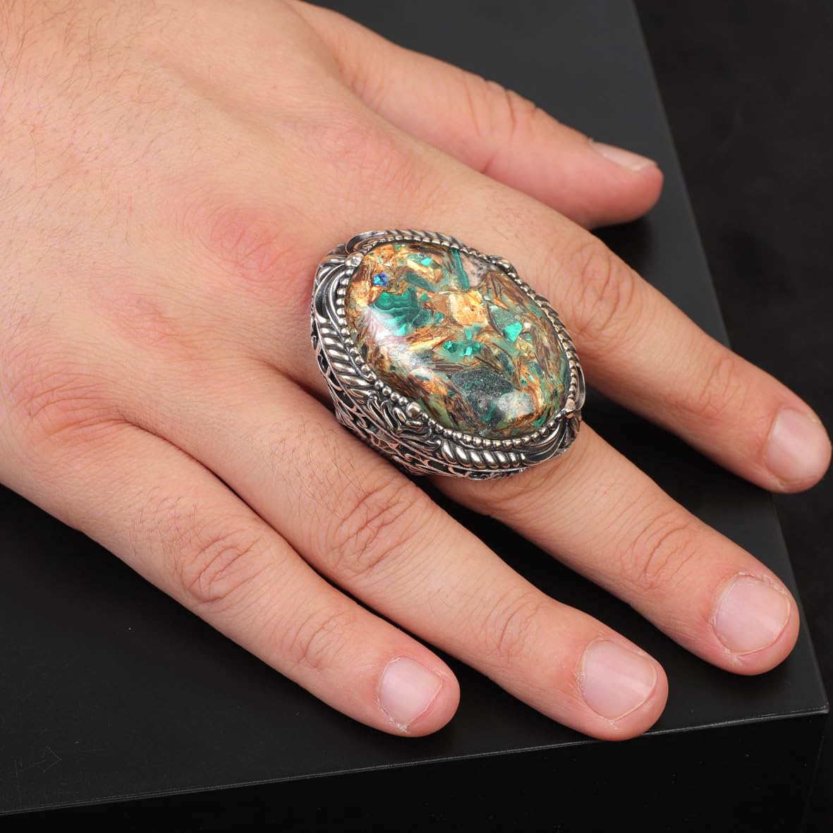Special Turquoise Ring - Chunky Silver Ring