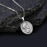 Sterling Silver Men's Mythology Necklace with Antique Caesar Coin Pendant and Silver Chain - Birthday Gifts — image 4