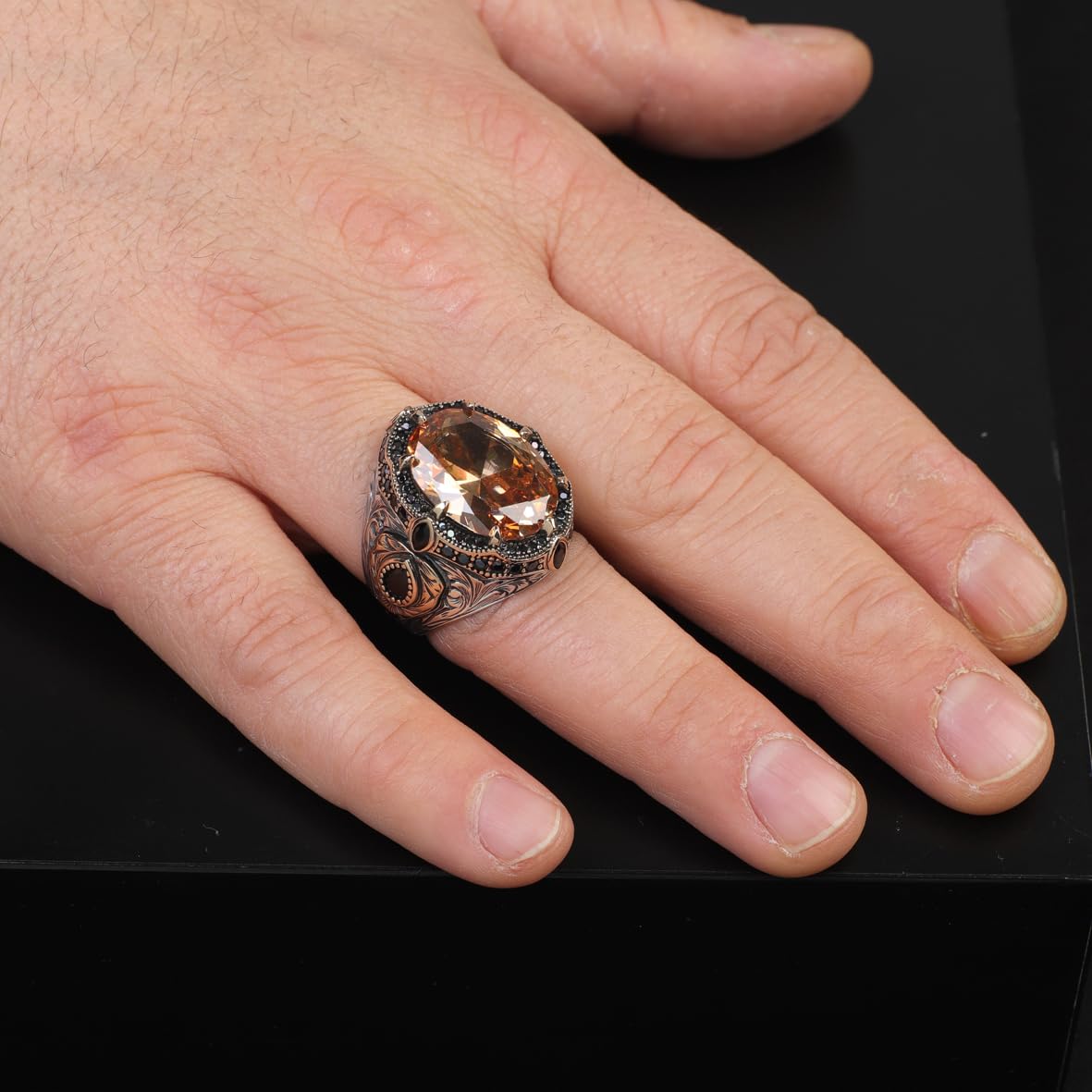 Vintage Zultanite Ring with Micro Onyx Stone – Ottoman Gemstone Sterling Silver Ring for Men – Handmade Engagement Ring – Custom Engraving – Gift with Silver Polishing Cloth