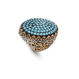 Micro Turquoise Ring Ottoman Large Statement Ring Vintage Sterling Silver Chunky Silver Ring Handmade Gemstone Promise Ring for Him — image 1
