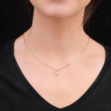 Sterling Silver Necklace with Zircon Stone for Women - Gold Plated Sterling Silver Necklace with Zircon Stone Charm - Birthday Gifts for Women — image 3