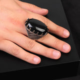 Men's Black Onyx Ring - Chunky Sterling Silver Engagement Ring with Ottoman Design — image 2