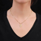 Four-Leaf Clover Necklace with Zircon Stone - Sterling Silver Necklace for Women - Four-Leaf Clover Necklace with Gold & Zircon Accents - Birthday Gifts for Women — image 3