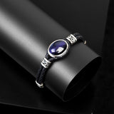 Vintage Men’s Leather Bracelet with Blue Tiger Eye Gemstone – Sterling Silver — image 2