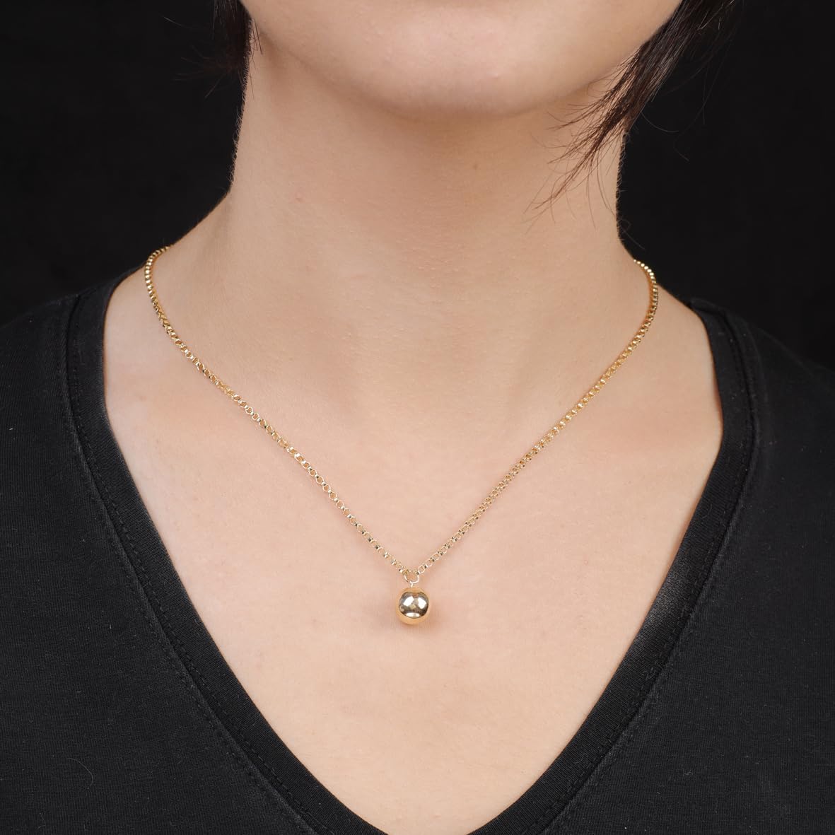 Sterling Silver Necklace featuring Ball Bead Charm in Cute Necklace - Gold Plated Necklace with Ball Bead Charm for Aesthetic Jewelry - Birthday Gifts for Women