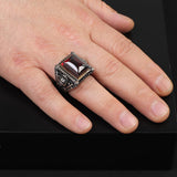 Ruby Lion Ring with Sword Design – Vintage Handmade Sterling Silver Ring for Men — image 2