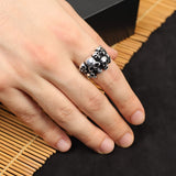 Skulls Handmade Sterling Silver Men Biker Ring — image 6