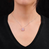 Flower and Rose Quartz Necklace on Sterling Silver - Cute Flower Pendant in Sterling Silver for Women - Birthday Gifts for Women — image 3