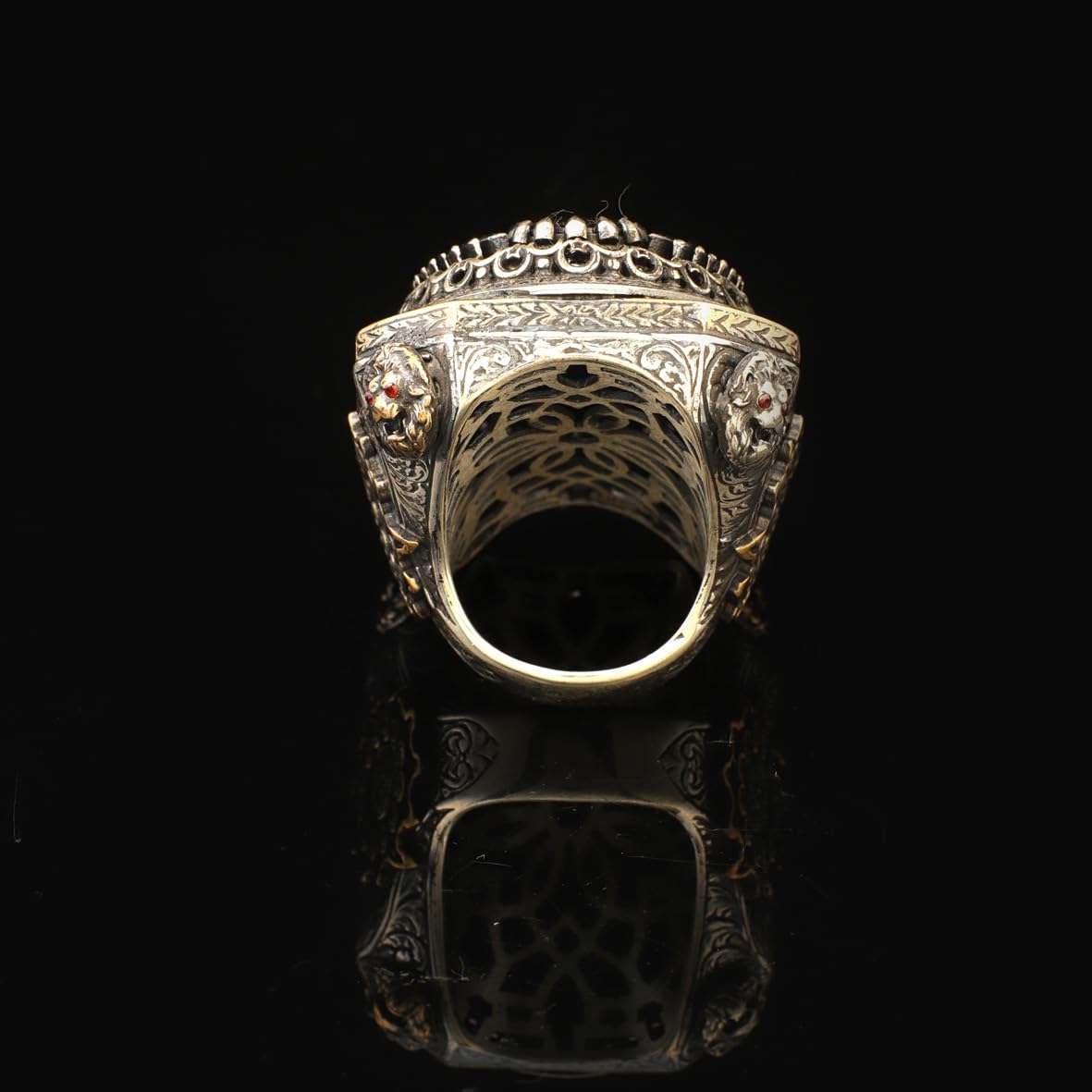Onyx Eagle Signet Ring Large Statement Whiskey Barrel Chunky Silver Ottoman Vintage 925 Sterling Promise Engagement Gemstone Gift for Husband