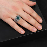Handmade Jade Gemstone Watch Band Engagement Ring for Men Vintage 925 Sterling Silver — image 2