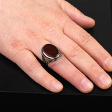 Carnelian Signet Ring for Men – Vintage Handmade Gemstone Sterling Silver Ring with Custom Engraving – Engagement Ring with Gift Silver Polishing Cloth — image 2