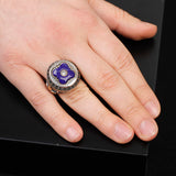 Lapis Lazuli Ring with Micro Sapphire: Vintage Handmade 925 Sterling Silver Men's Gemstone Ring with Silver Polishing Cloth Gift — image 6