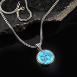Men’s Turquoise Gemstone Necklace - Sterling Silver Gothic Biker Pendant Chain with Silver Cleaning Cloth Gift — image 3