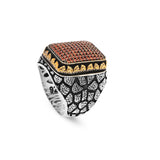 Garnet Ring Micro Stone Ring Ottoman Vintage 925 Sterling Silver Ring Promise Ring for Him Engagement Ring Gemstone Ring Gift for Husband Handmade — image 1