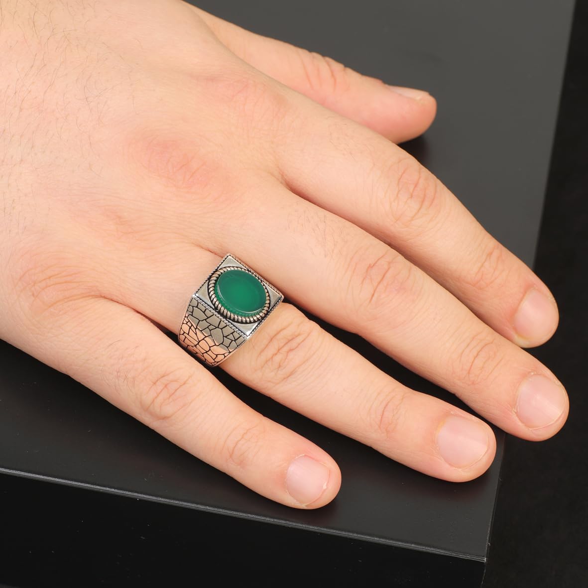 Jade Ring Signet Ring Gemstone Ring Ottoman Statement Ring Vintage Ring Sterling Silver Ring Pinky Ring Gift for Him Handmade