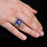 Handmade Vintage Lapis Lazuli and Micro Men's Turquoise Gemstone 925 Sterling Silver Rings for Men - Birthday Gifts — image 6