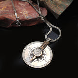 Sterling Silver Compass Necklace – Polished Biker Necklace for Men – Silver Chain & Pendant – Mens Necklace with Silver Cleaning Cloth Gift — image 2