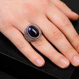 Handmade Blue Tiger Eye Men's Ring - 925 Sterling Silver Gemstone Jewelry with Silver Polishing Cloth Gift — image 2