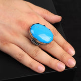 Turquoise Men's Ring with Oval Stone — image 2