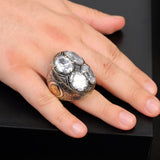 Handmade White Sapphire Sterling Silver Ottoman Ring for Men — image 6