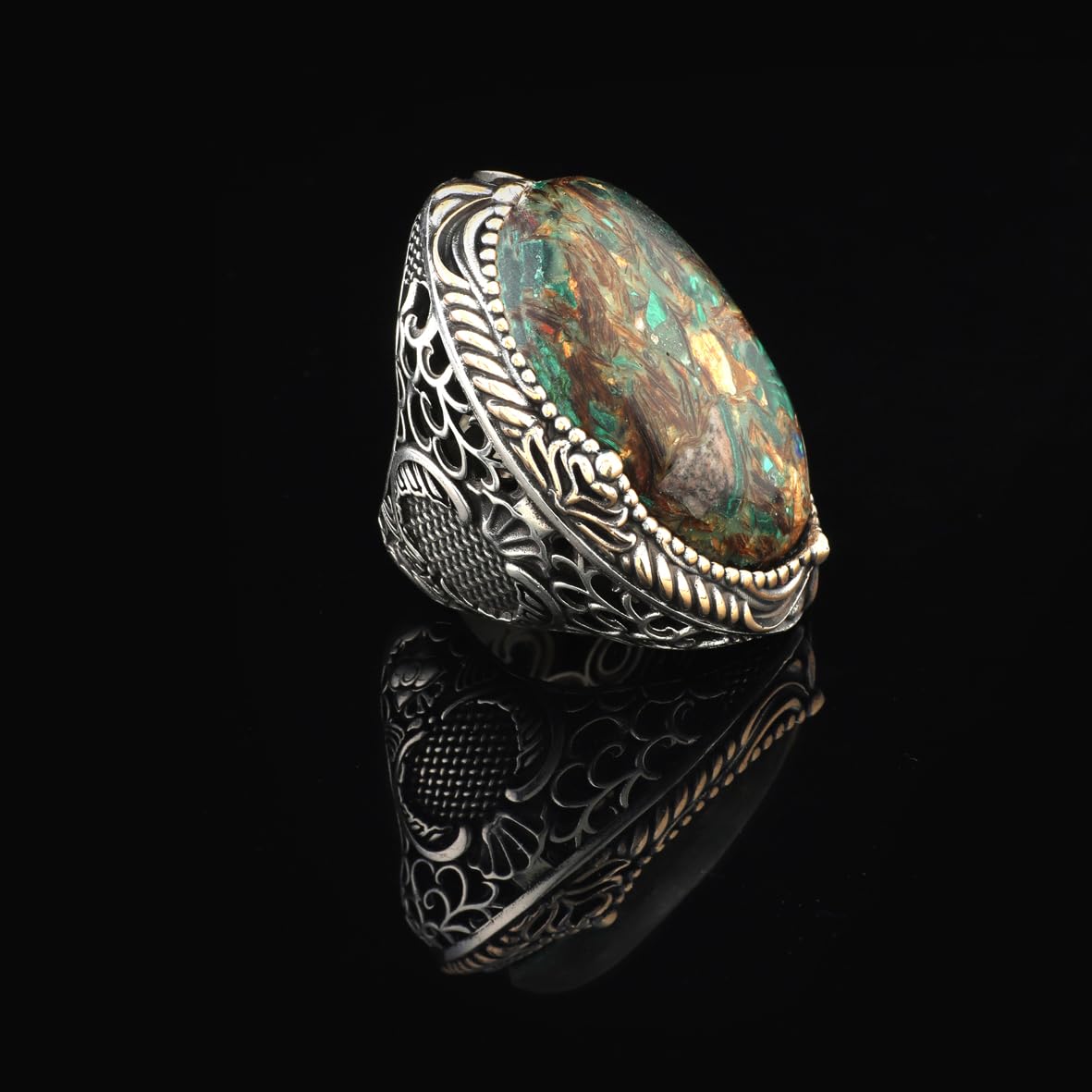 Special Turquoise Ring - Chunky Silver Ring