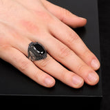 Sterling Silver Eagle Ring with Black Onyx - 925 Sterling Silver Eagle Ring with Black Onyx for Men - Birthday Gifts — image 6
