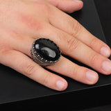 Black Onyx Ring - Chunky Silver Gemstone Engagement Ring for Men — image 2