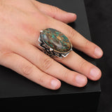 Special Turquoise Ring for Men – Chunky Sterling Silver Engagement Ring — image 2