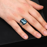 Aquamarine Ring for Men - Vintage Handmade Watch Band Gemstone Ring with Oval Stone — image 2