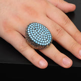Micro Turquoise Ring Ottoman Large Statement Ring Vintage Sterling Silver Chunky Silver Ring Handmade Gemstone Promise Ring for Him — image 5