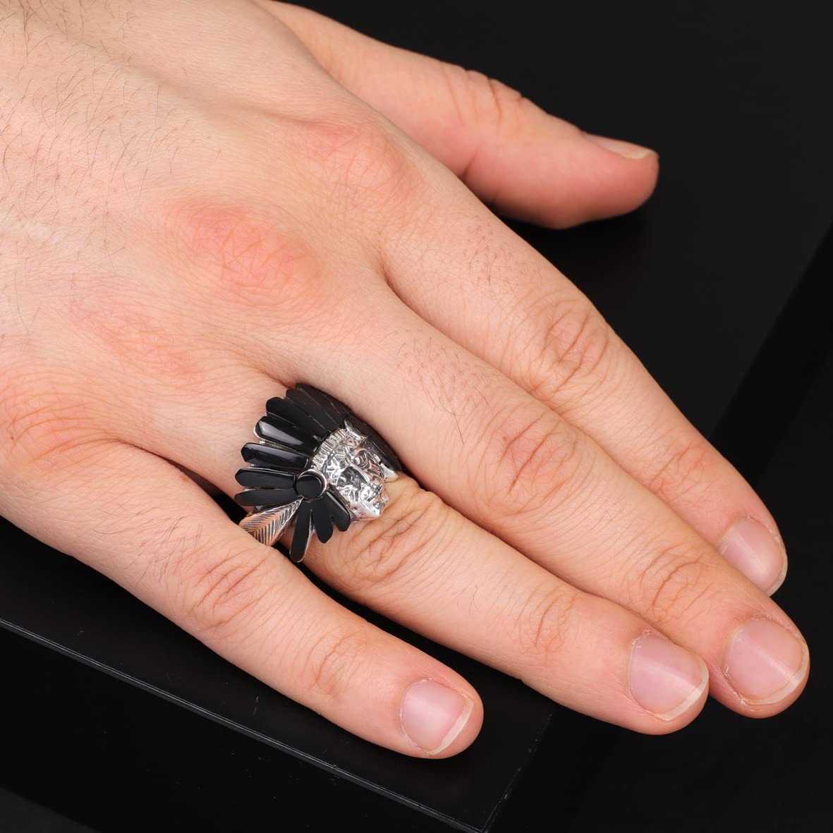 American Indian Chief Handmade Silver Men Ring