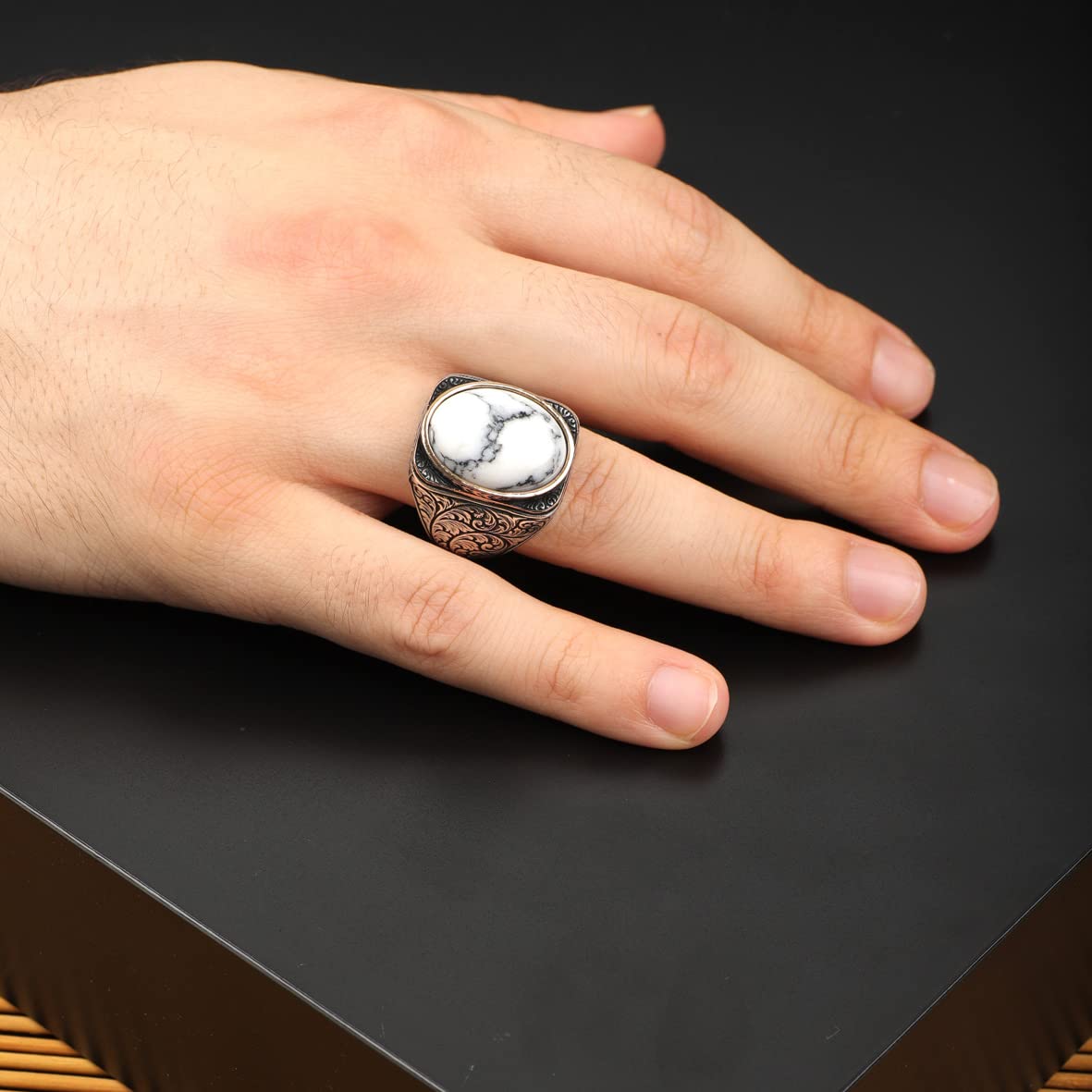 Turquoise Stone Men Silver Ring