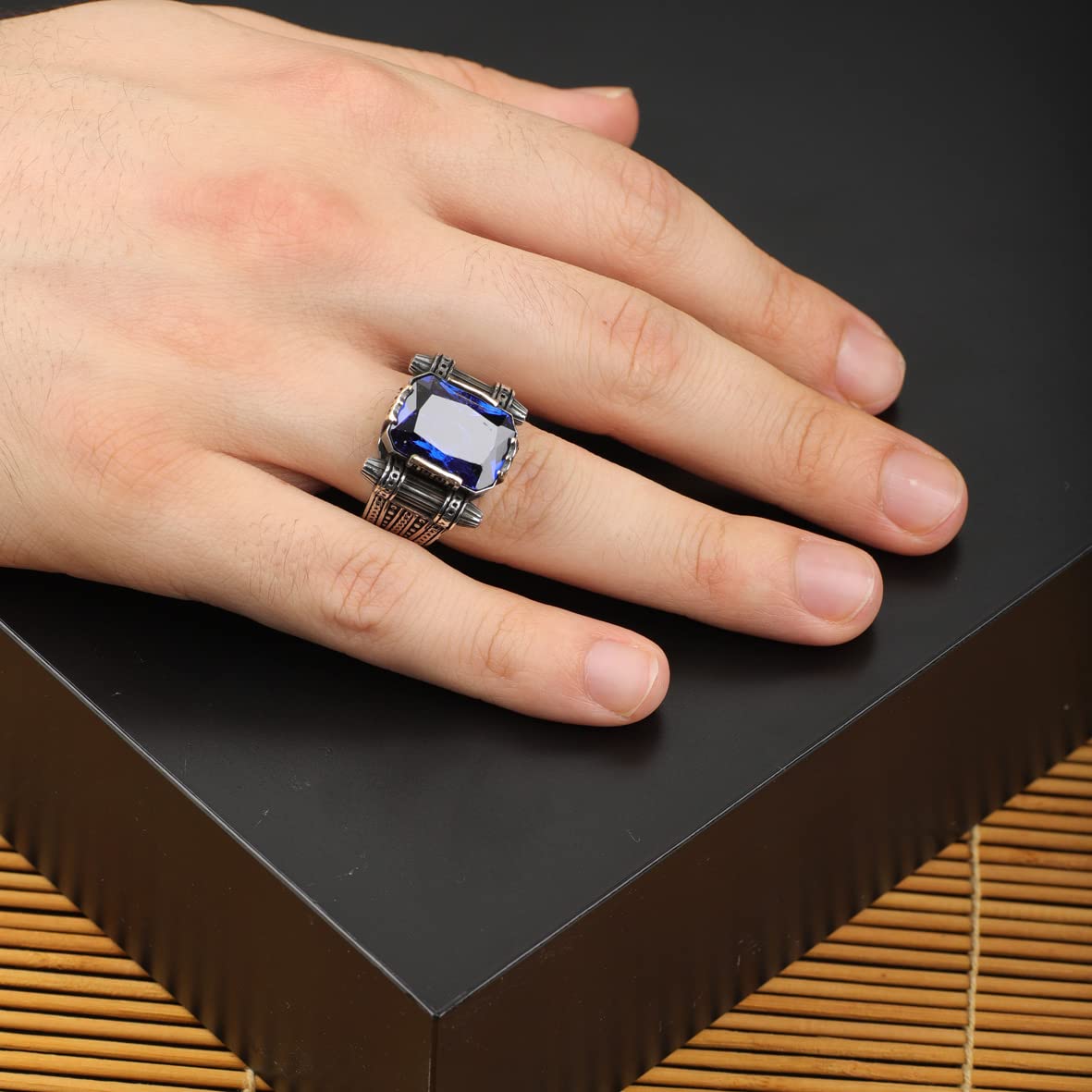 Men Blue Stone Ring