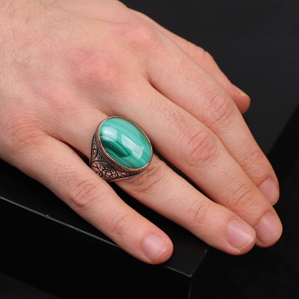 Malachite Ring Men