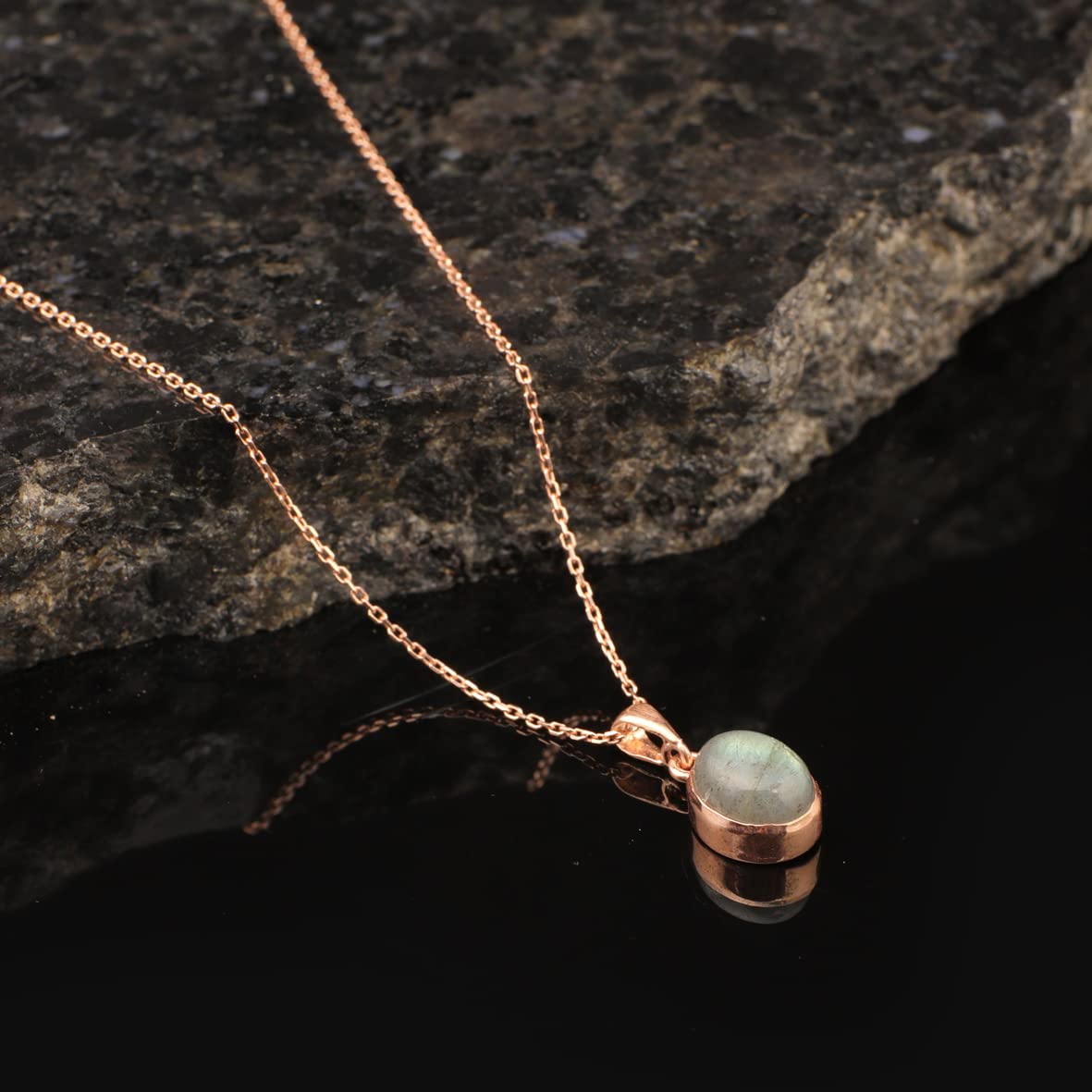 Silver Pendant Necklace with Labradorite Gemstone for Women - 925 Sterling Silver Necklace for Women - Gift for Him