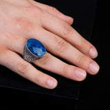 Vintage Handmade 925 Sterling Silver Men's Aquamarine Ring - 925 Sterling Silver Rings for Men - Handcrafted Ring for Men — image 6
