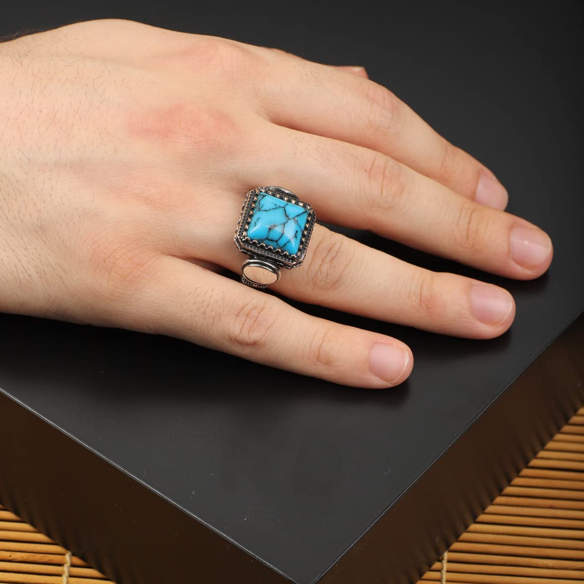 925K Sterling Silver Turquoise Stone Ring