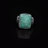Handmade Vintage Jade Ring with Micro Stones – 925 Sterling Silver Statement Ring for Men — image 3