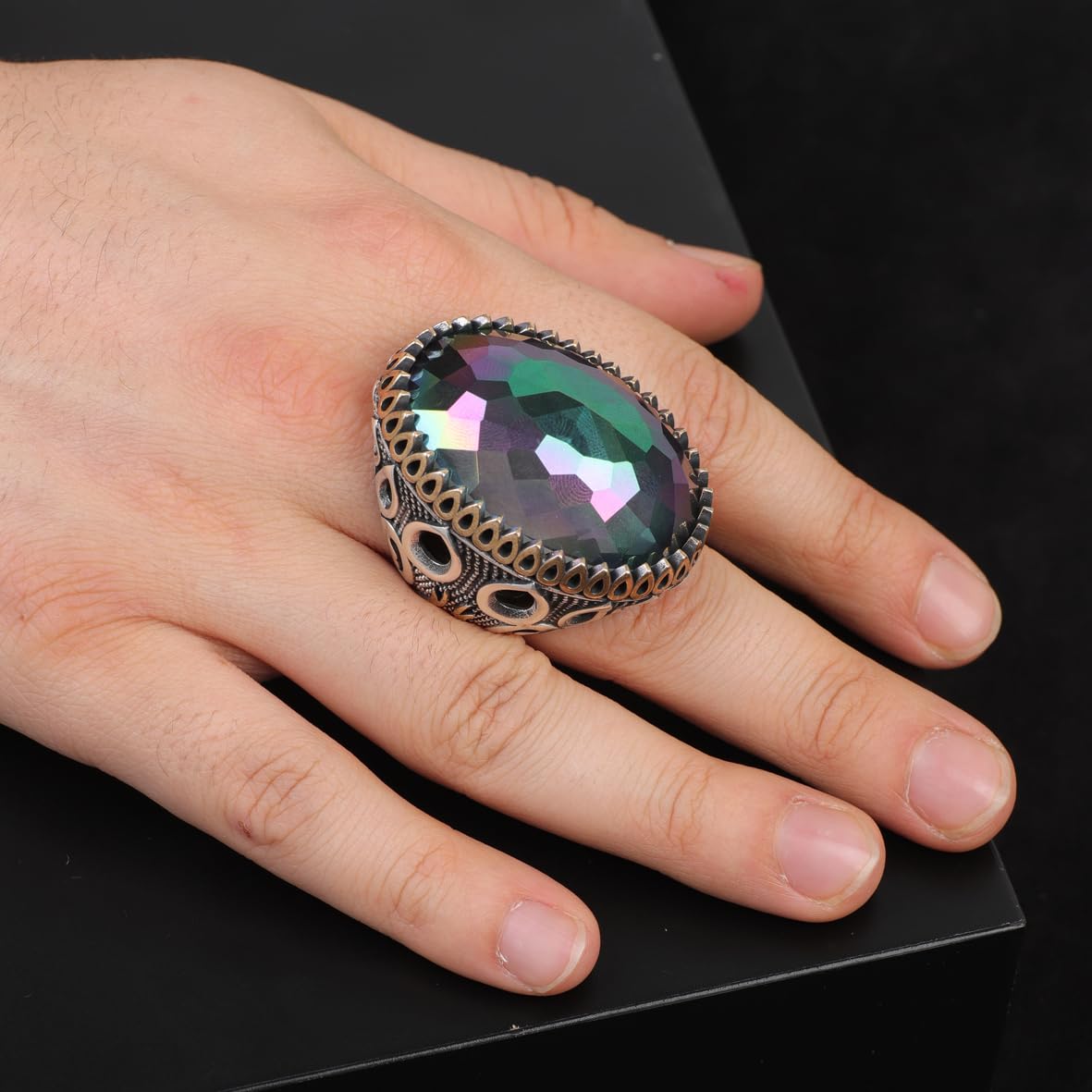 Mystic Topaz Ring - Oval Gemstone