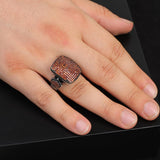 925 Sterling Silver Garnet Ring – Vintage Handmade Micro Stone Statement Ring for Men – Polished Engagement Ring with Custom Engraving & Silver Polishing Cloth Gift — image 2
