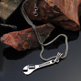 Men's Silver Men’s Wrench Pendant Necklace - Sterling Silver Gothic Biker Necklace with Silver Chain & Free Polishing Cloth — image 2