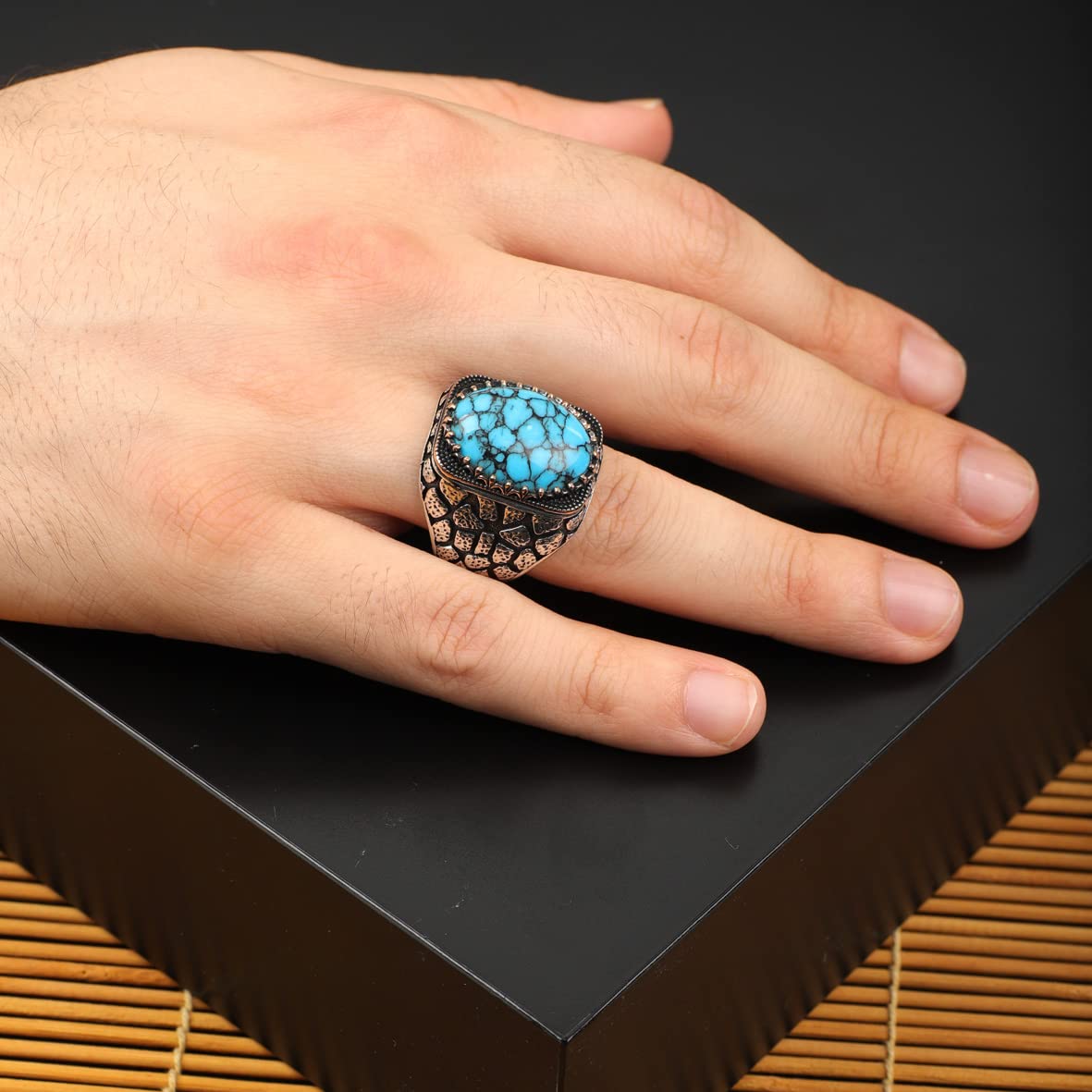 925K Sterling Silver Turquoise Stone Ring