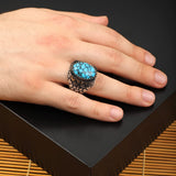 925K Sterling Silver Turquoise Stone Ring — image 6