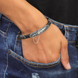 Dagger & Sword Design Men Leather Bracelet – Handmade — image 3