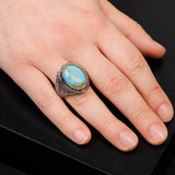 Handmade Genuine Men's Turquoise Ring - 925 Sterling Silver Gemstone Jewelry with Silver Polishing Cloth Gift — image 2